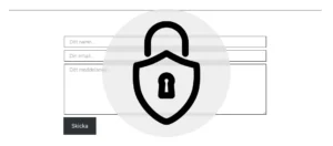 Bilden visar ett formulär med en säkerhetssymbol över.