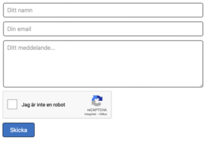 Bilden visar formulär med Google reCAPTCHA