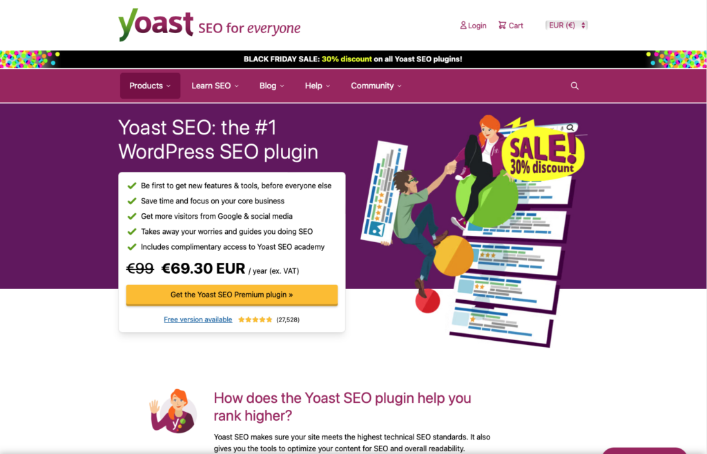 En bild av Yoast hemsida. Bra WordPress plug-ins jag gärna använder